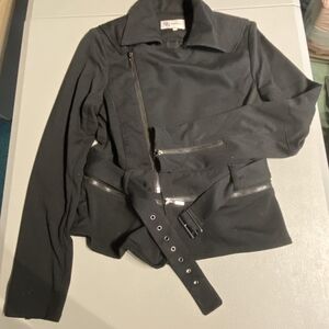 BCGeneration Black Zipper Belted Motto Jacket Women's Medium M Edgy Biker EUC